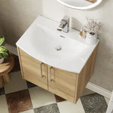 Hudson Reed Juno Autumn Oak 2 Door Wall Hung Vanity Unit With U-Shaped Curved Basin