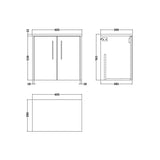 Hudson Reed Juno 600mm Autumn Oak 2 Door Wall Hung Vanity Unit With Bellato Grey Worktop