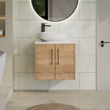 Hudson Reed Juno 600mm Autumn Oak 2 Door Wall Hung Vanity Unit With Carrara Laminate Worktop