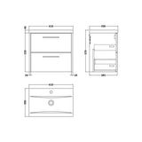 Hudson Reed Juno Autumn Oak 2 Drawer Wall Hung Vanity Unit With Mid-Edge Basin