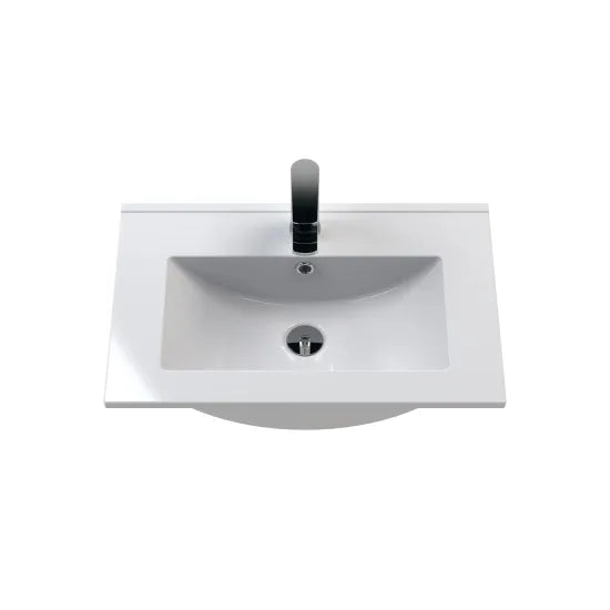 Hudson Reed Juno 600mm Autumn Oak 2 Drawer Wall Hung Vanity Unit With Minimalist Basin