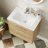 Hudson Reed Juno 600mm Autumn Oak 2 Drawer Wall Hung Vanity Unit With Minimalist Basin