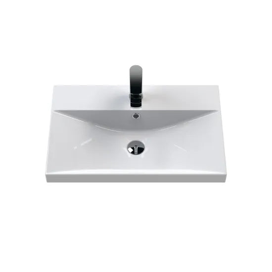 Hudson Reed Juno 600mm Autumn Oak 2 Drawer Wall Hung Vanity Unit With Thin Edge Basin