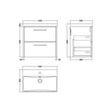 Hudson Reed Juno 600mm Autumn Oak 2 Drawer Wall Hung Vanity Unit With Thin Edge Basin