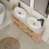 Hudson Reed Juno 1200mm Autumn Oak 4 Drawer Wall Hung Vanity Unit With Bellato Grey Worktop