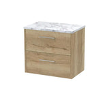 Hudson Reed Juno Autumn Oak 2 Drawer Wall Hung Vanity Unit With Carrara Laminate Worktop