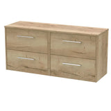 Hudson Reed Juno 1200mm Autumn Oak 4 Drawer Wall Hung Vanity Unit With Co-ordinating Worktop