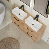 Hudson Reed Juno 1200mm Autumn Oak 4 Drawer Wall Hung Vanity Unit With Co-ordinating Worktop