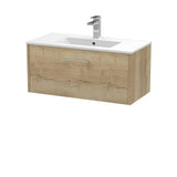 Hudson Reed Juno 800mm Autumn Oak 1 Drawer Wall Hung Vanity Unit With Minimalist Basin