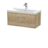 Hudson Reed Juno 800mm Autumn Oak 1 Drawer Wall Hung Vanity Unit With Thin Edge Basin
