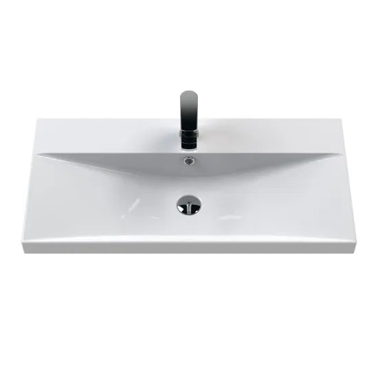 Hudson Reed Juno 800mm Autumn Oak 1 Drawer Wall Hung Vanity Unit With Thin Edge Basin