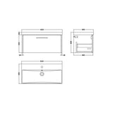 Hudson Reed Juno 800mm Autumn Oak 1 Drawer Wall Hung Vanity Unit With Thin Edge Basin