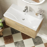 Hudson Reed Juno 800mm Autumn Oak 1 Drawer Wall Hung Vanity Unit With Thin Edge Basin