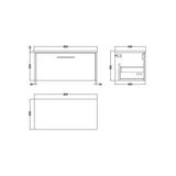 Hudson Reed Juno Autumn Oak 1 Drawer Wall Hung Vanity Unit With Bellato Grey Worktop