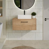 Hudson Reed Juno 600mm Autumn Oak 1 Drawer Wall Hung Vanity Unit With Co-ordinating Worktop