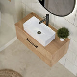 Hudson Reed Juno 600mm Autumn Oak 1 Drawer Wall Hung Vanity Unit With Co-ordinating Worktop