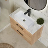 Hudson Reed Juno Autumn Oak 2 Drawer Wall Hung Vanity Unit With Carrara Laminate Worktop