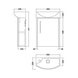Hudson Reed Juno 440mm Autumn Oak 1 Door Cloakroom Wall-hung Vanity Unit With 1 Tap Hole Basin