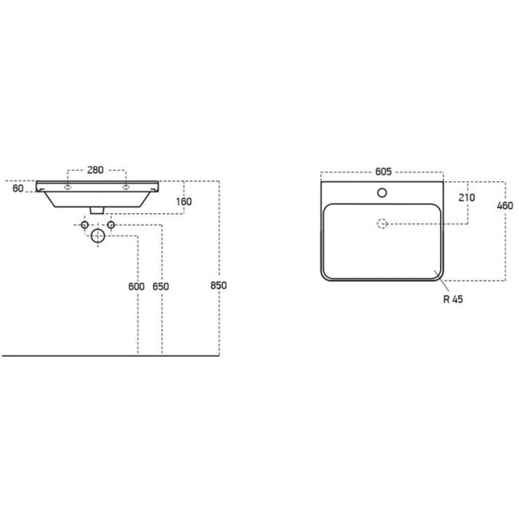 Kuba Floor Standing 2 Drawer Basin Unit & 1TH Basin