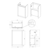Kuba 550mm Floor Standing Slim Depth 1 Door Basin Unit & 1TH Basin