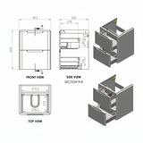 Lambra 2 Drawer Wall Hung Cloakroom vanity Unit