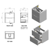 Lambra 2 Drawer Wall Hung Cloakroom vanity Unit