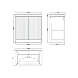 nuie lux Flume 800mm Autumn Oak 2 Door Floor Standing Vanity Unit With 1 Tap Hole Fireclay Basin With Ceramic Basin