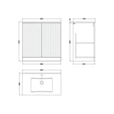 nuie lux Flume 800mm Autumn Oak 2 Door Floor Standing Vanity Unit With 1 Tap Hole Basin With Worktop