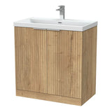 nuie lux Flume 800mm Autumn Oak 2 Door Floor Standing Vanity Unit With 1 Tap Hole Basin