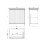 nuie lux Flume 800mm Autumn Oak 2 Door Floor Standing Vanity Unit With Fireclay Basin