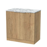 nuie lux Flume 800mm Autumn Oak 2 Door Floor Standing Vanity Unit With Carrara Laminate Worktop