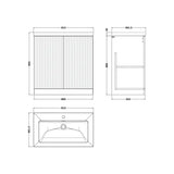 nuie lux Flume 800mm Autumn Oak 2 Door Floor Standing Vanity Unit With 1 Tap Hole Fireclay Basin