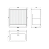 nuie lux Flume Autumn Oak 800mm Floor Standing 2-Door Unit & Stone Basin 1TH