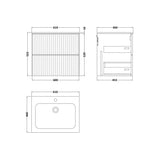 nuie lux Flume Autumn Oak 600mm Wall Hung 2-Drawer Unit & Stone Basin 1TH