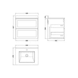 nuie lux Flume Autumn Oak 2 Drawer Wall Hung Vanity Unit With 1 Tap Hole Marble Worktop