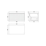 nuie lux Flume 800mm Autumn Oak 1 Drawer Wall Hung Vanity Unit With Bellato Grey Worktop