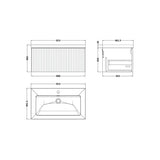 nuie lux Flume 800mm Autumn Oak 1 Drawer Wall Hung Vanity Unit With 1 Tap Hole Fireclay Basin