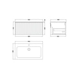 nuie lux Flume Autumn Oak 800mm Wall Hung 1-Drawer Unit & Stone Basin 1TH