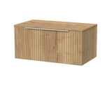 nuie lux Flume Autumn Oak 1 Drawer Vanity Unit With Co-ordinating Worktop