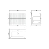 nuie lux Flume 800mm Autumn Oak 2 Drawer Wall Hung Vanity Unit With 1 Tap Hole Basin