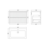nuie lux Flume Autumn Oak Wall Hung 2-Drawer Unit & Stone Basin 1TH