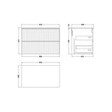 nuie lux Flume 800mm Autumn Oak 2 Drawer Wall Hung Vanity Unit With White Marble Worktop