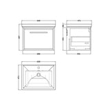 Hudson Reed Lille Antique Oak 1 Drawer Wall Hung Vanity Unit With 1 Tap Hole Fireclay Basin