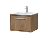 Hudson Reed Lille Antique Oak 1 Drawer Wall Hung Vanity Unit With 1 Tap Hole Basin
