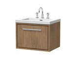 Hudson Reed Lille Antique Oak 1 Drawer Wall Hung Vanity Unit With 3 Tap Holes Fireclay Basin