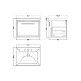 Hudson Reed Lille Antique Oak 1 Drawer Wall Hung Vanity Unit With 3 Tap Holes Fireclay Basin