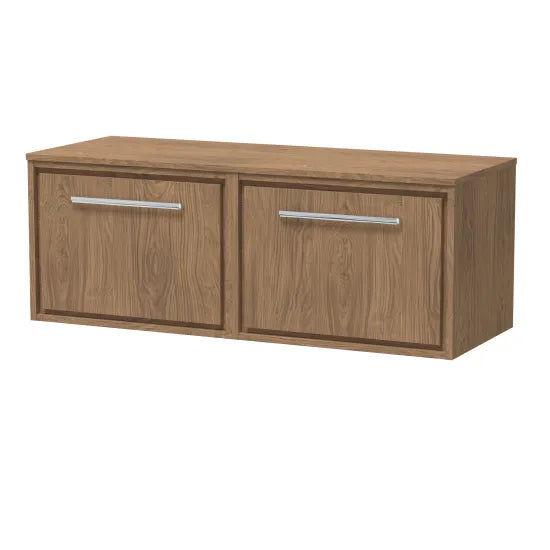 Hudson Reed Lille 605mm Antique Oak 2 Drawer Wall Hung Vanity Unit With Co-ordinating Worktop