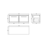 Hudson Reed Lille 605mm Antique Oak 2 Drawer Wall Hung Vanity Unit With Co-ordinating Worktop