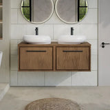 Hudson Reed Lille 605mm Antique Oak 2 Drawer Wall Hung Vanity Unit With Co-ordinating Worktop