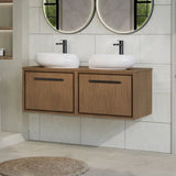 Hudson Reed Lille 605mm Antique Oak 2 Drawer Wall Hung Vanity Unit With Co-ordinating Worktop